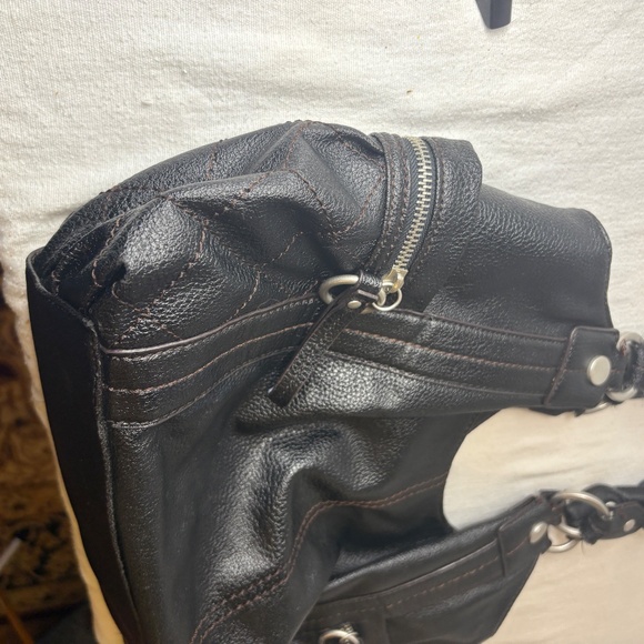 Vtg Relic by Fossil Leather Hobo Braided Shoulder Strap Slouchy Black Purse Boho - Picture 6 of 16